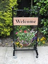 High Quality Free Standing Planter With Wheels & Sign Powder Coated Black